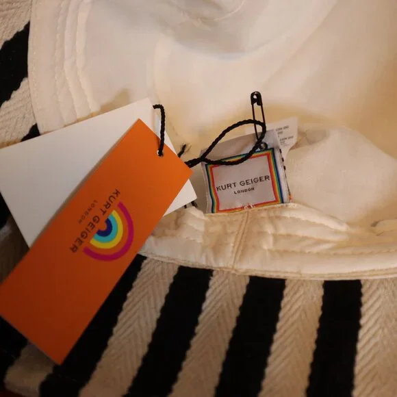 Kurt Geiger Black & White Striped Bucket Hat - Picture 3 of 6